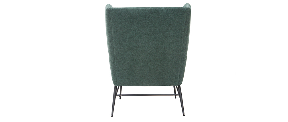 Fauteuil design en m�tal et tissu effet velours textur� vert COME