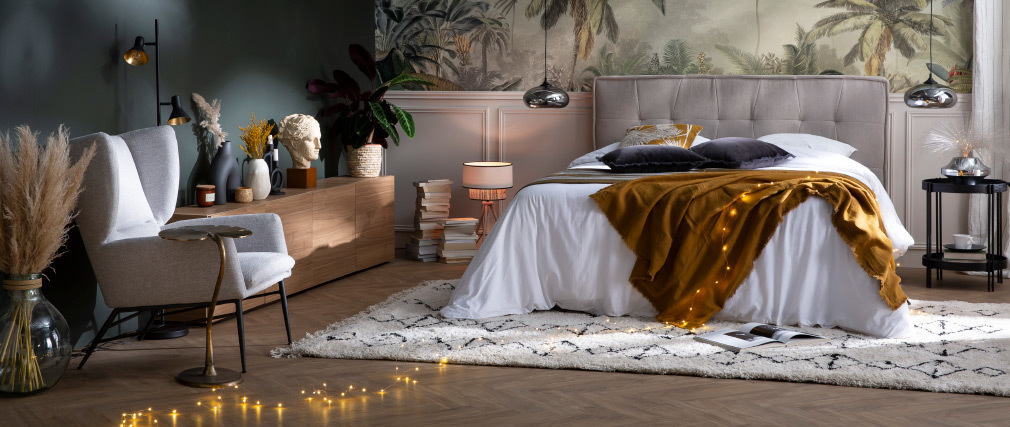 Fauteuil design en m�tal et tissu effet velours textur� vert COME