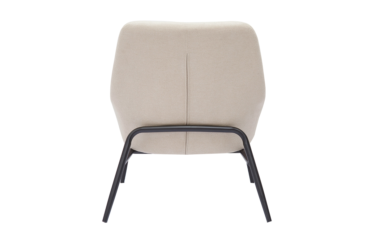 Fauteuil design en tissu effet velours beige et métal noir MAXINE