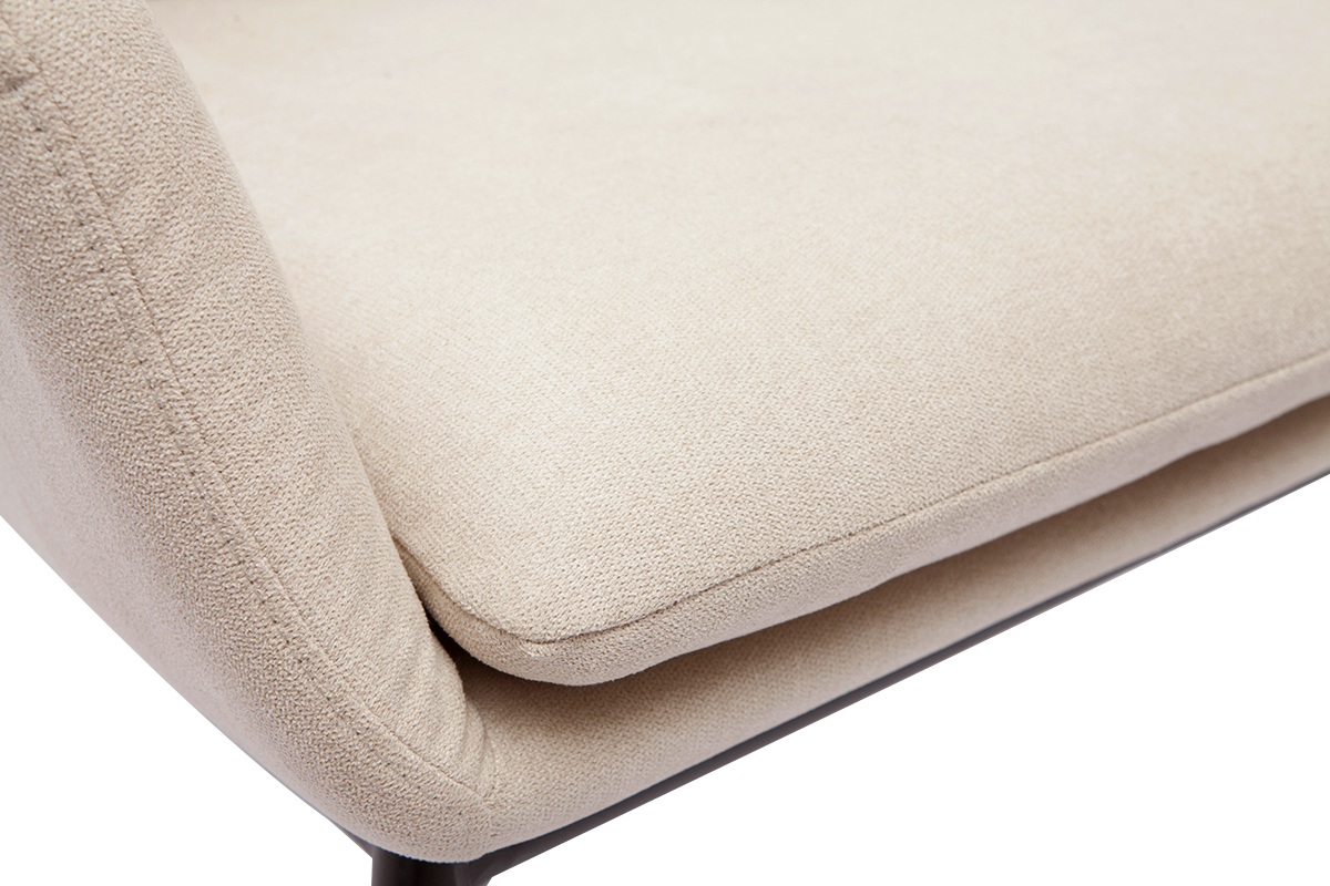 Fauteuil design en tissu effet velours beige et métal noir MAXINE