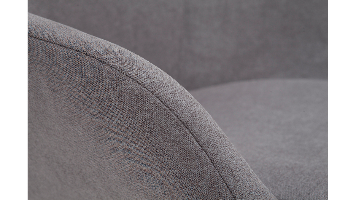 Fauteuil design en tissu effet velours gris et mtal noir MAYNE
