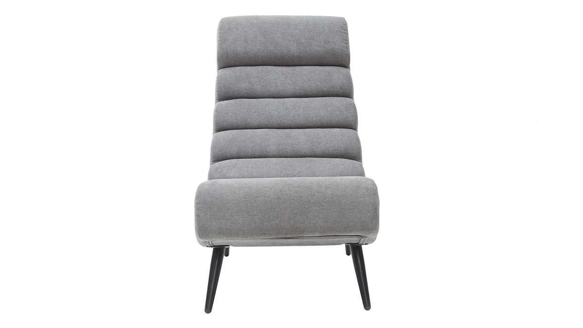 Fauteuil design en tissu effet velours gris et mtal noir TAYLOR