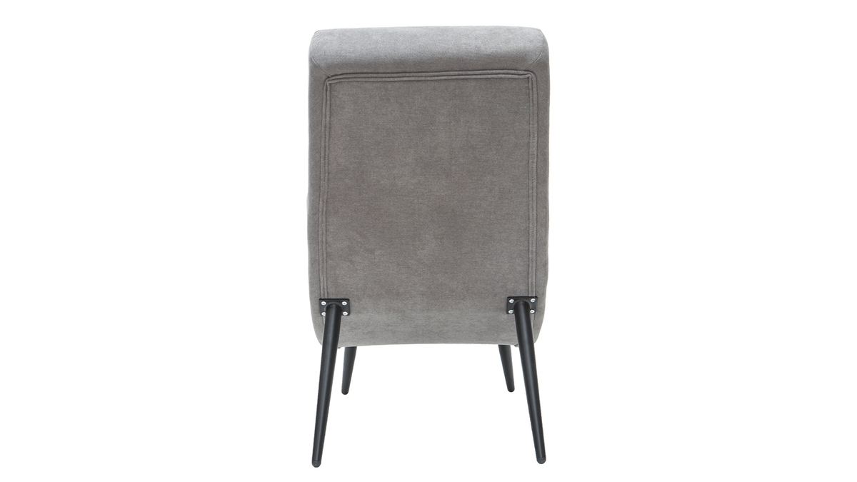 Fauteuil design en tissu effet velours gris et mtal noir TAYLOR