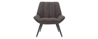 Fauteuil design en tissu effet velours gris fonc&eacute; BILLIE
