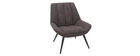 Fauteuil design en tissu effet velours gris fonc&eacute; BILLIE