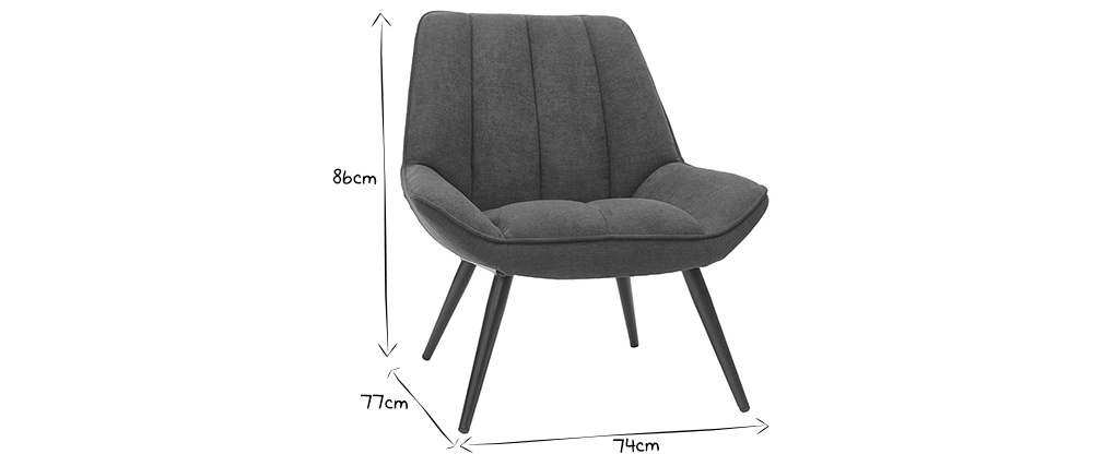 Fauteuil design en tissu effet velours gris fonc� BILLIE