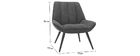 Fauteuil design en tissu effet velours gris fonc&eacute; BILLIE