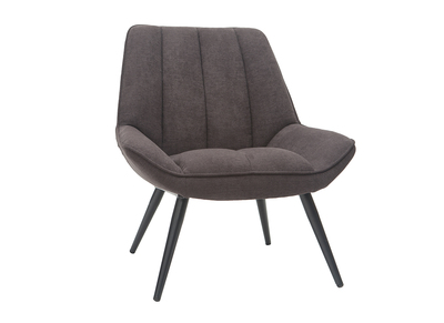 Fauteuil design en tissu effet velours gris fonc&eacute; BILLIE