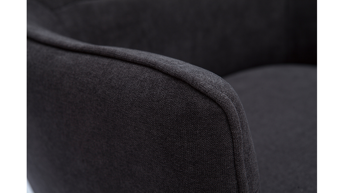 Fauteuil design en tissu effet velours gris fonc et mtal noir LAURENS