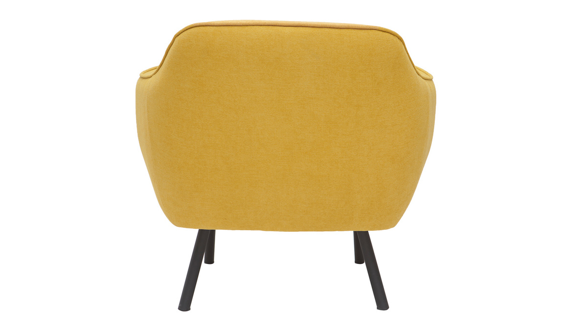 Fauteuil design en tissu effet velours jaune moutarde et mtal noir LAURENS