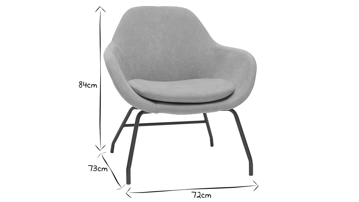 Fauteuil design en tissu effet velours jaune moutarde et mtal noir MAYNE