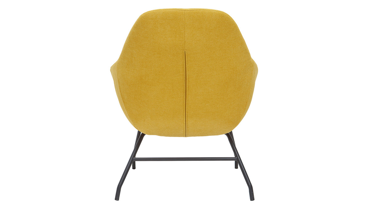 Fauteuil design en tissu effet velours jaune moutarde et mtal noir MAYNE