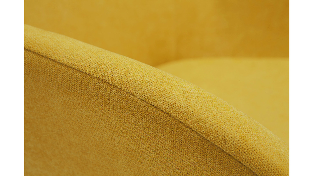 Fauteuil design en tissu effet velours jaune moutarde et mtal noir MAYNE