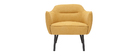 Fauteuil design en tissu effet velours jaune moutarde LAURENS