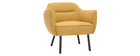 Fauteuil design en tissu effet velours jaune moutarde LAURENS
