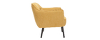 Fauteuil design en tissu effet velours jaune moutarde LAURENS