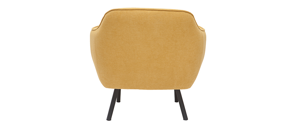 Fauteuil design en tissu effet velours jaune moutarde LAURENS