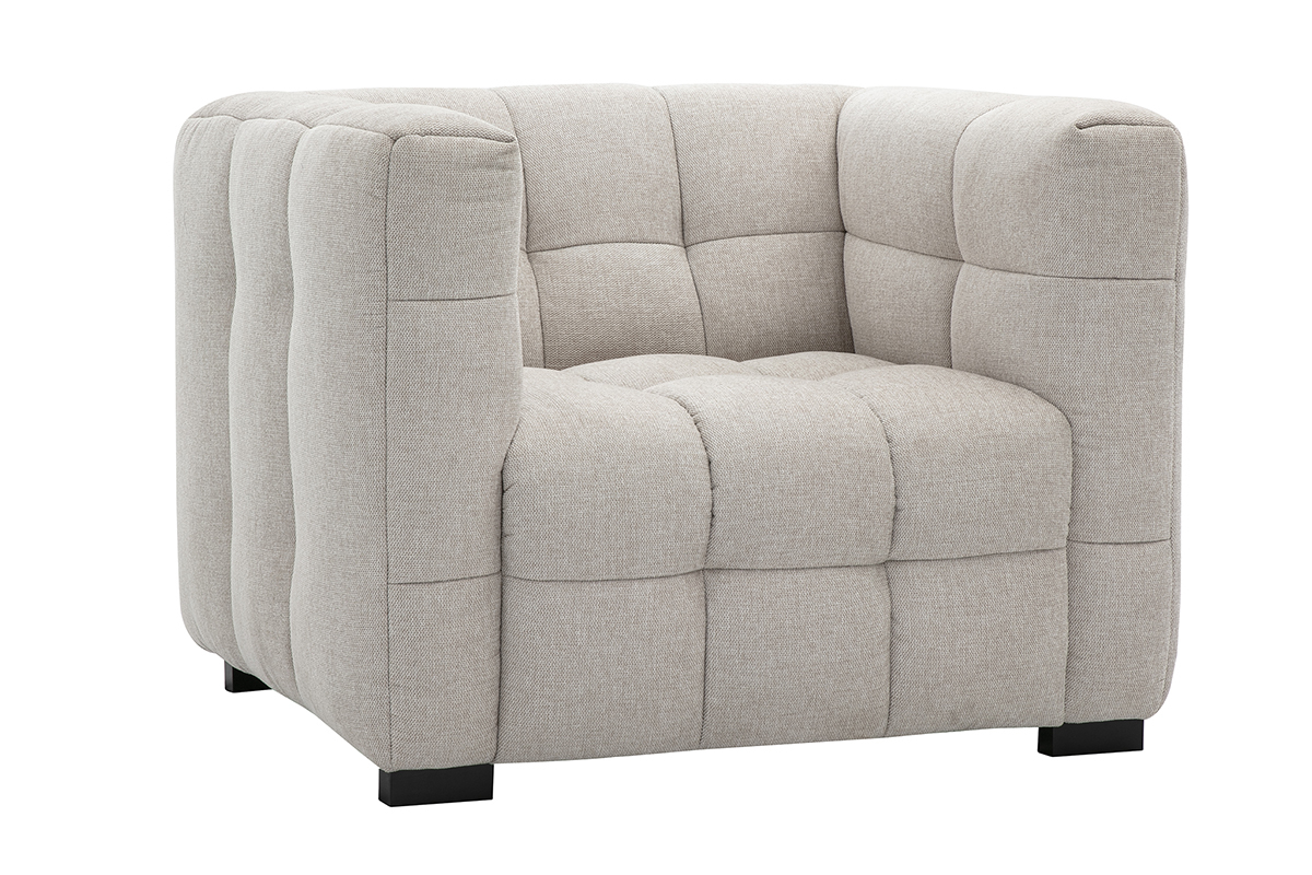 Fauteuil design en tissu effet velours textur beige CORTO
