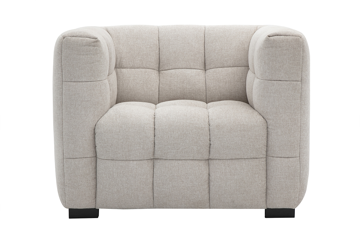 Fauteuil design en tissu effet velours textur beige CORTO