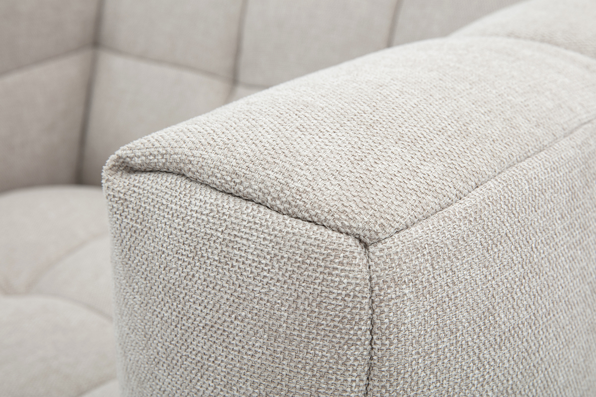 Fauteuil design en tissu effet velours textur beige CORTO