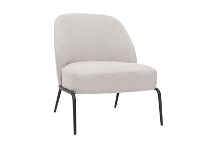 Fauteuil design en tissu effet velours texturé beige et métal noir BREGO