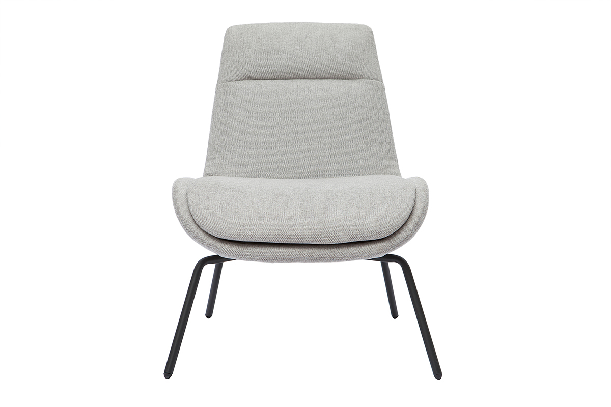 Fauteuil design en tissu effet velours textur gris clair et mtal noir GILLY