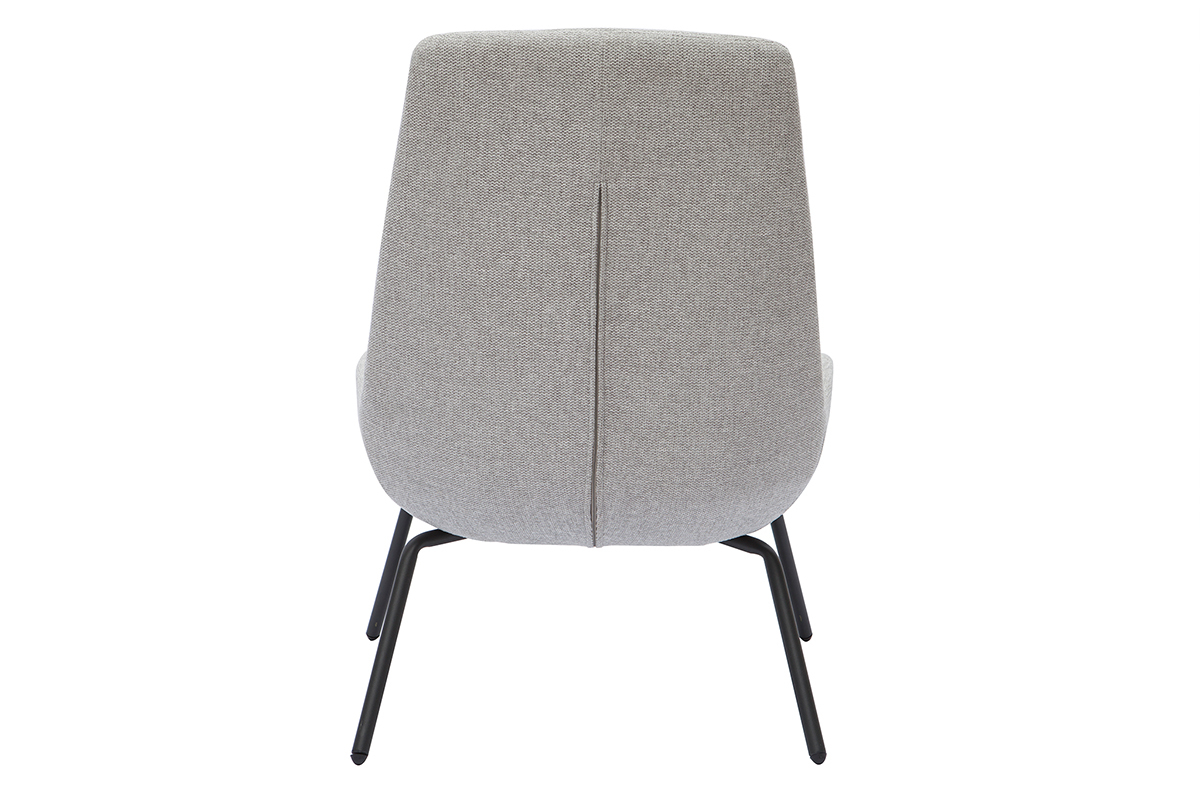 Fauteuil design en tissu effet velours textur gris clair et mtal noir GILLY