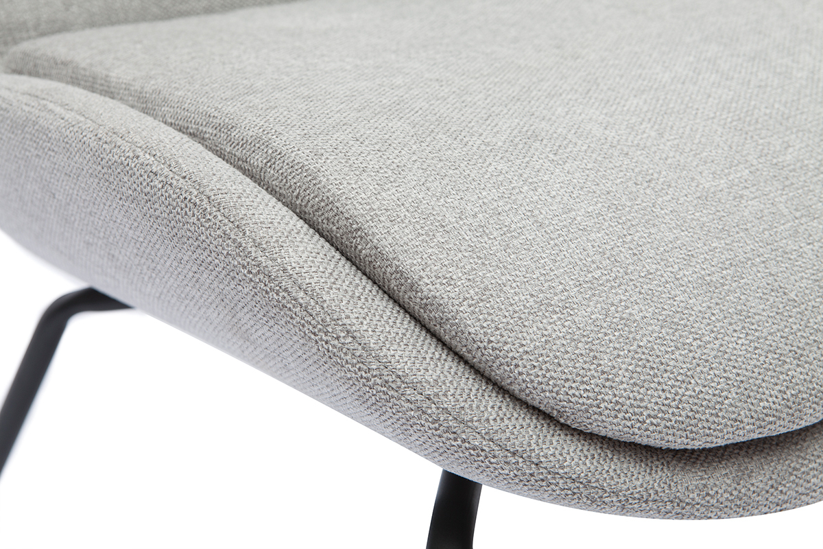 Fauteuil design en tissu effet velours textur gris clair et mtal noir GILLY
