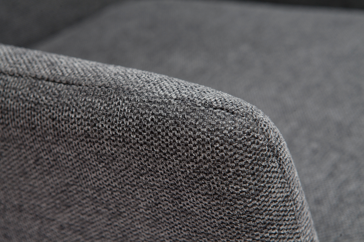 Fauteuil design en tissu effet velours textur gris fonc et mtal noir COME