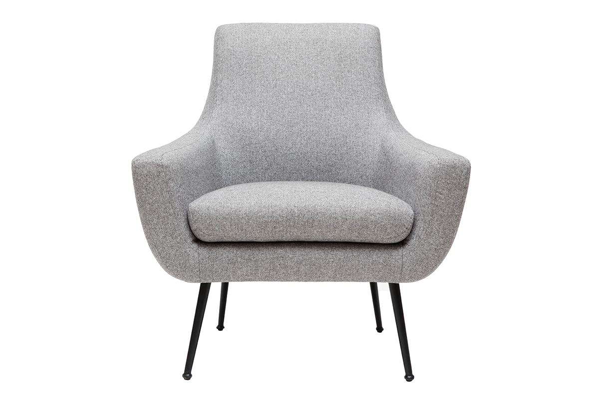 Fauteuil design en tissu gris clair et mtal noir MONTANA