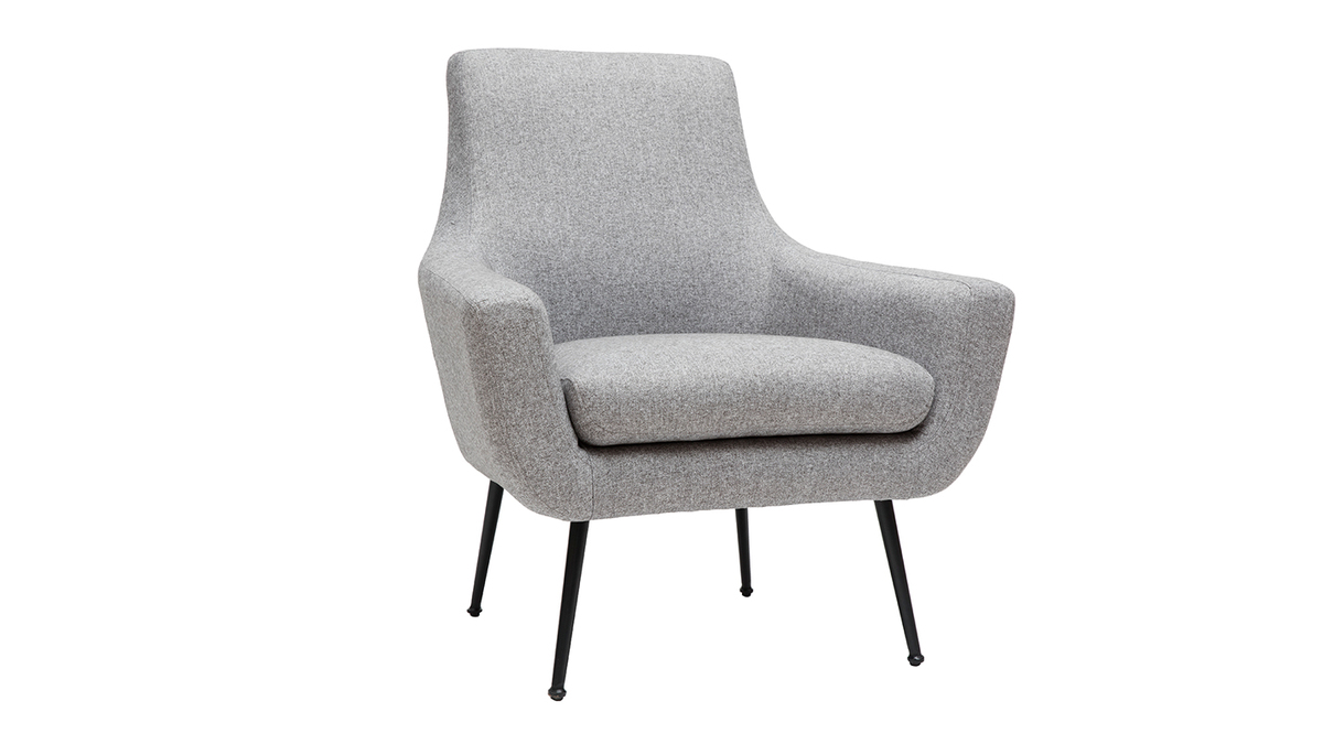 Fauteuil design en tissu gris clair et mtal noir MONTANA