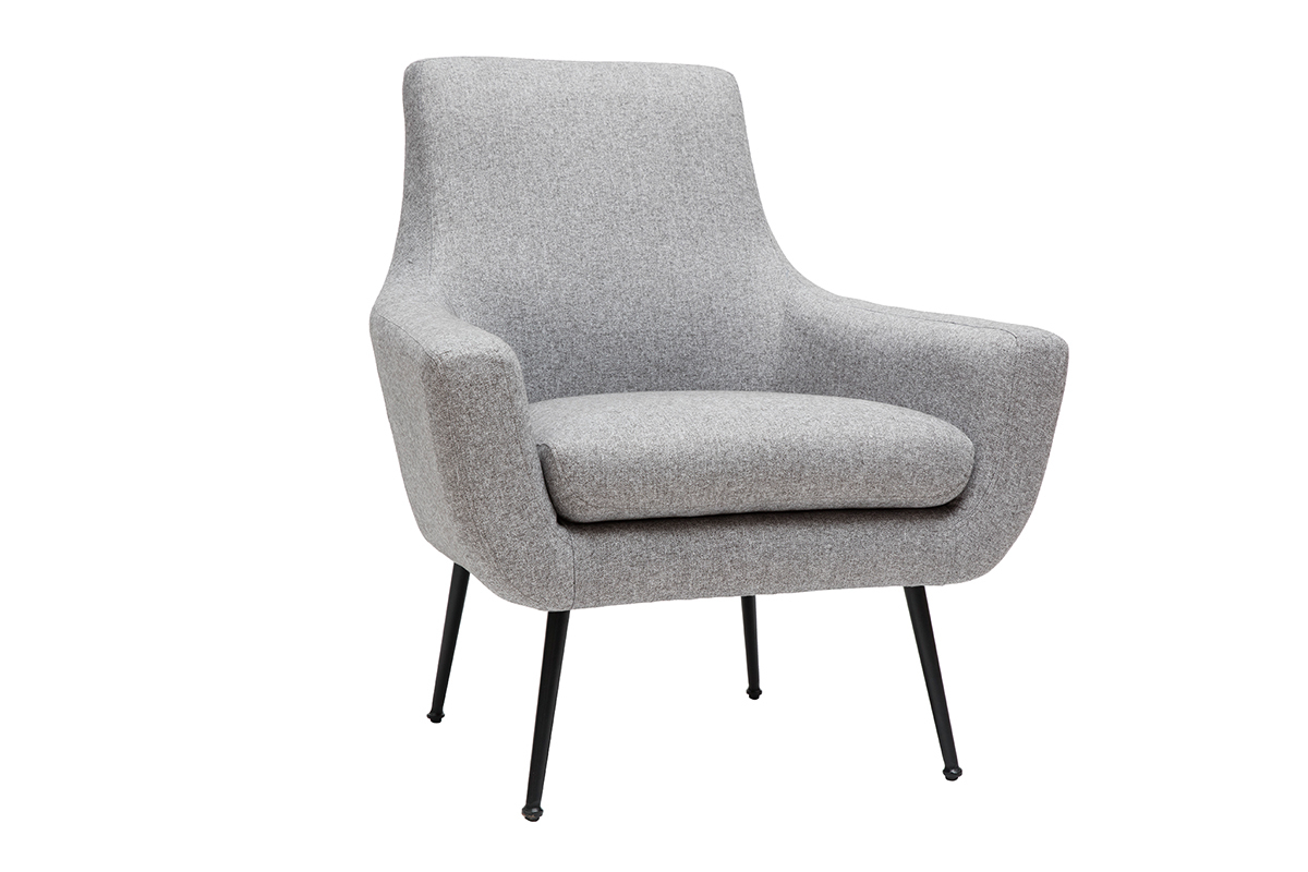 Fauteuil design en tissu gris clair et mtal noir MONTANA