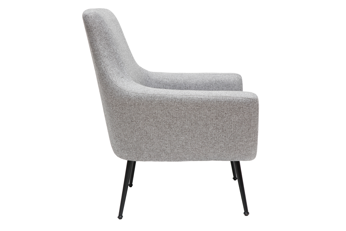 Fauteuil design en tissu gris clair et mtal noir MONTANA