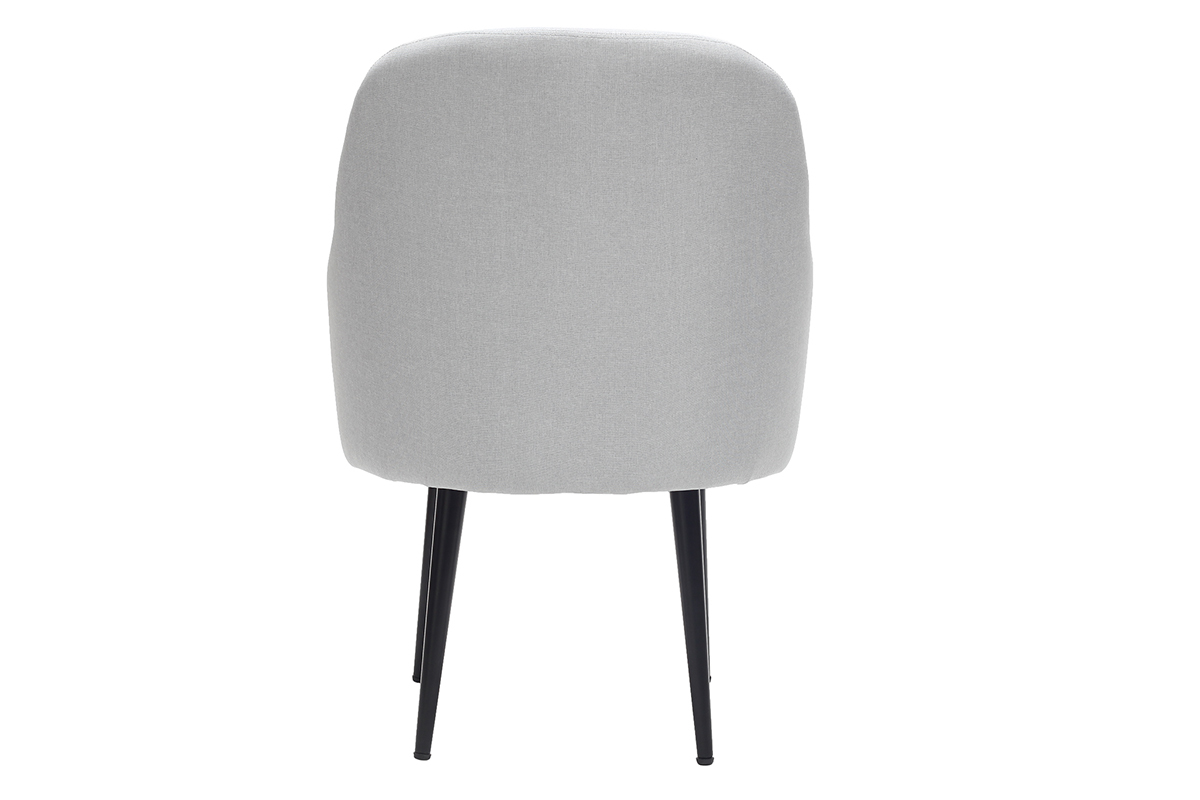 Fauteuil design en tissu gris clair et pieds m�tal noir AMON