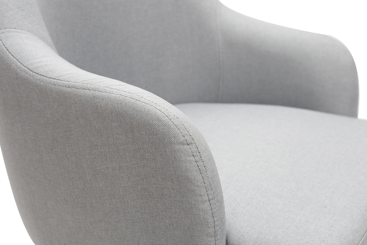 Fauteuil design en tissu gris clair et pieds m�tal noir AMON