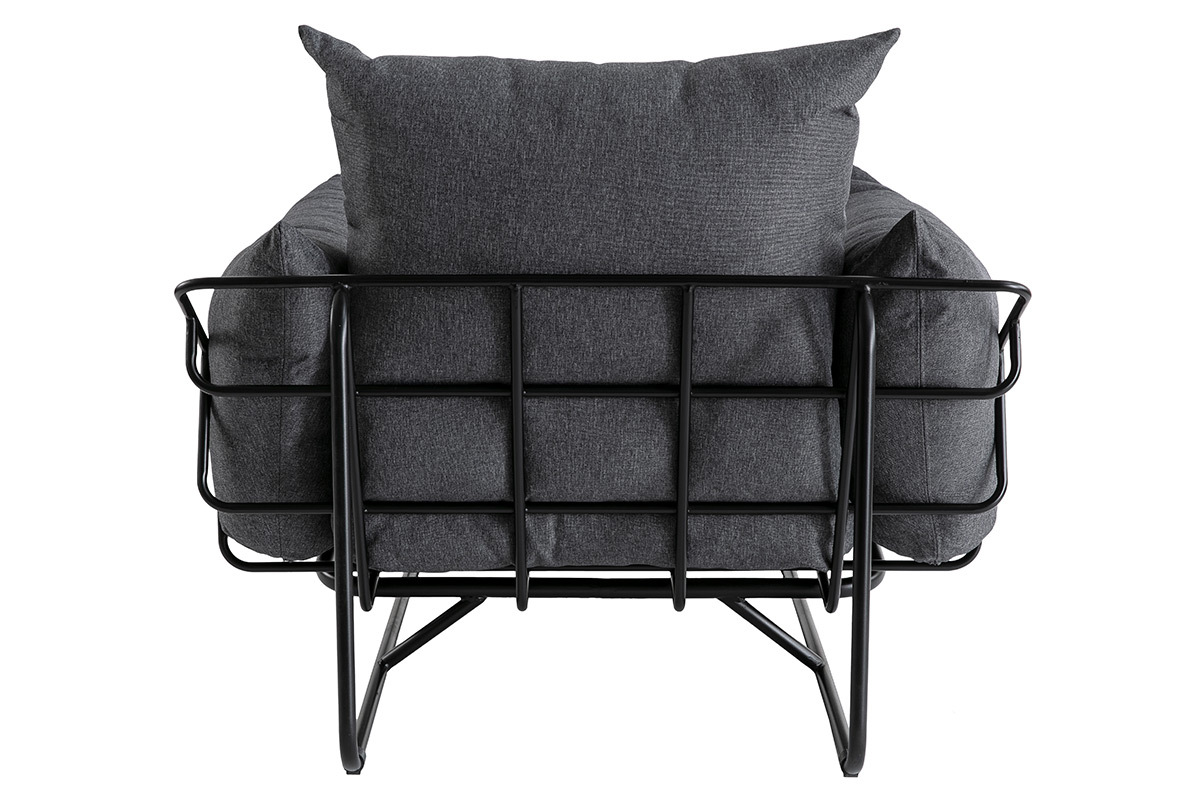 Fauteuil design en tissu gris et m�tal KORB