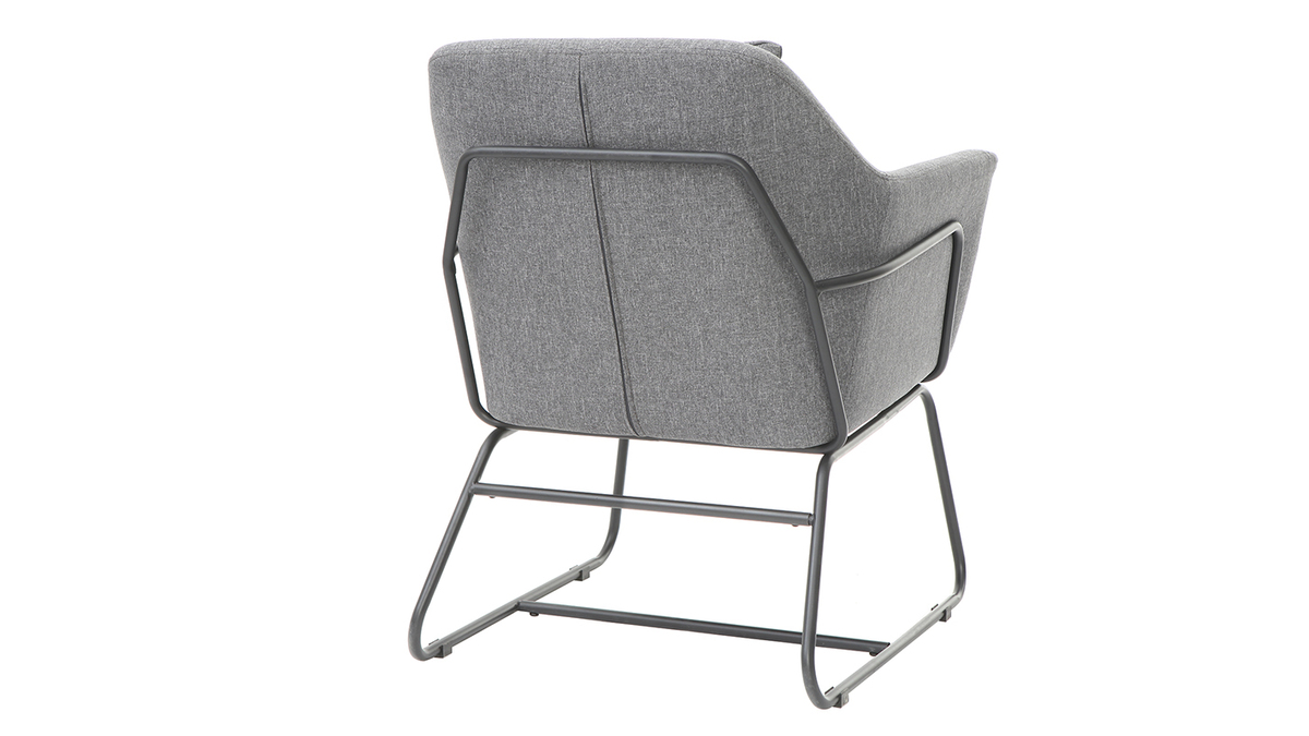 Fauteuil design en tissu gris fonc et mtal noir MONROE