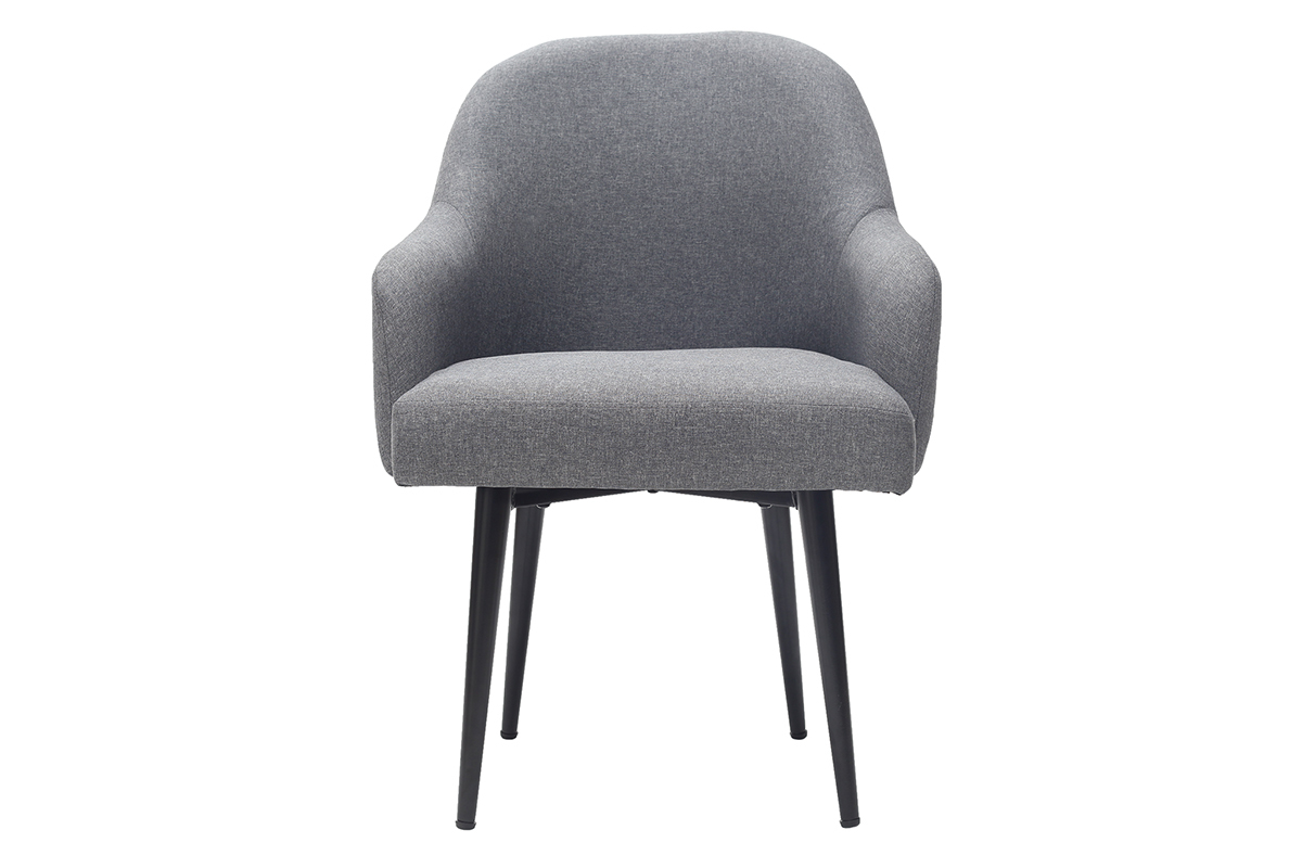 Fauteuil design en tissu gris fonc� et pieds m�tal noir AMON