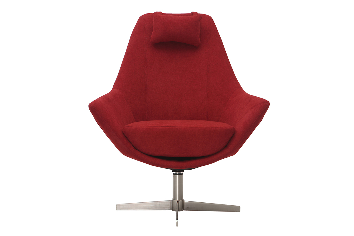 Fauteuil design en tissu rouge et pied m�tal AMADEO