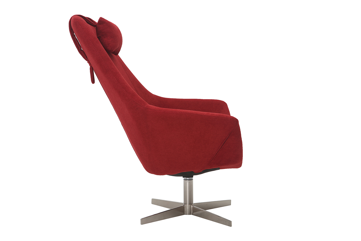 Fauteuil design en tissu rouge et pied m�tal AMADEO