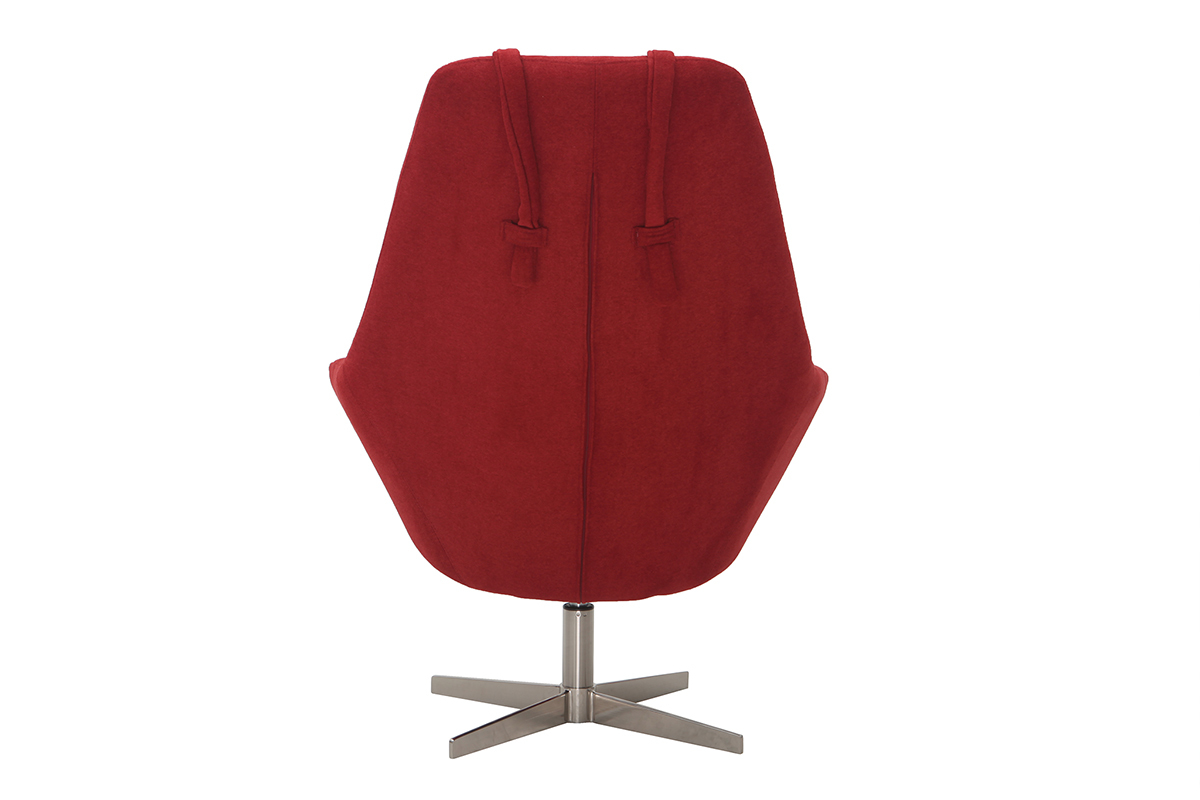 Fauteuil design en tissu rouge et pied m�tal AMADEO