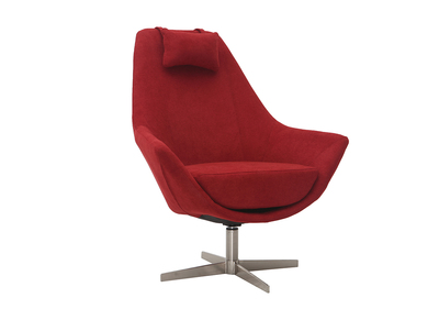 Fauteuil design en tissu rouge et pied m&eacute;tal AMADEO