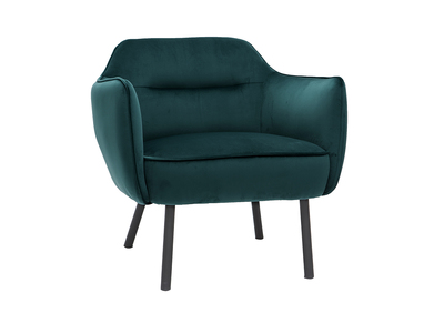 Fauteuil design en tissu velours bleu p&eacute;trole LAURENS