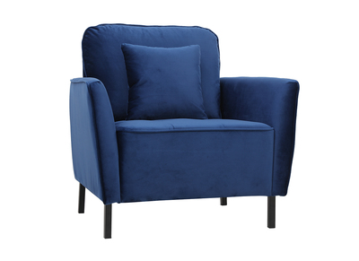 Fauteuil design en velours bleu BEKA