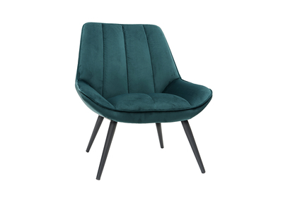 Fauteuil design en velours bleu p&eacute;trole BILLIE