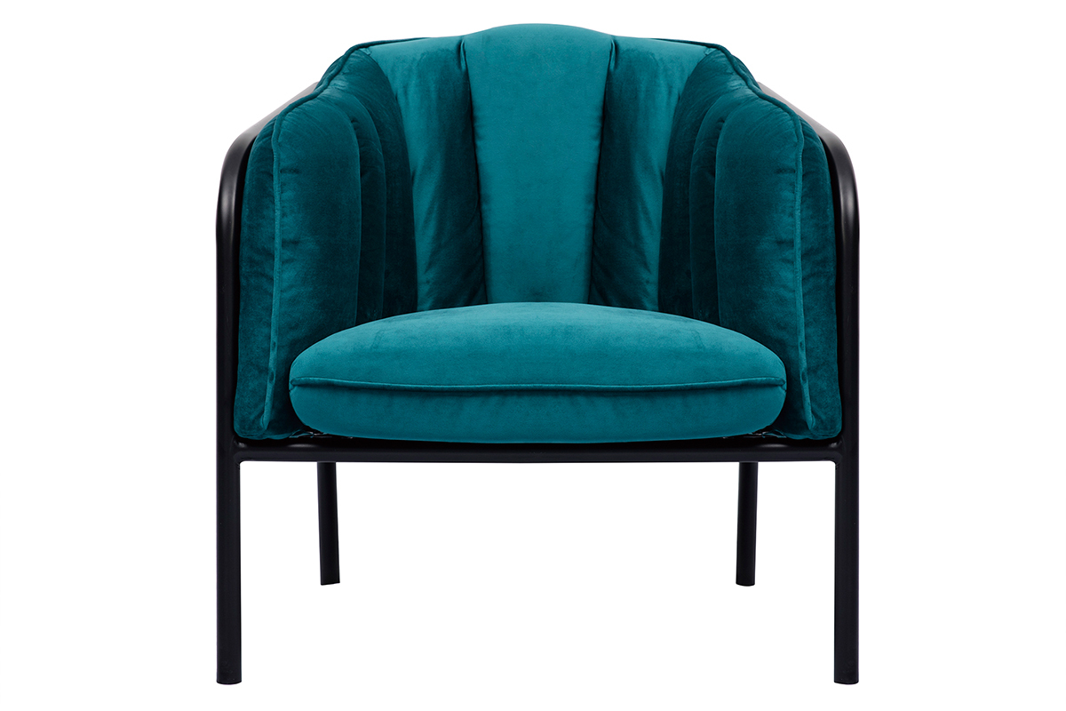 Fauteuil design en velours bleu p�trole MALONE