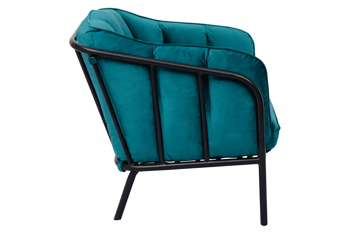 Fauteuil design en velours bleu p�trole MALONE