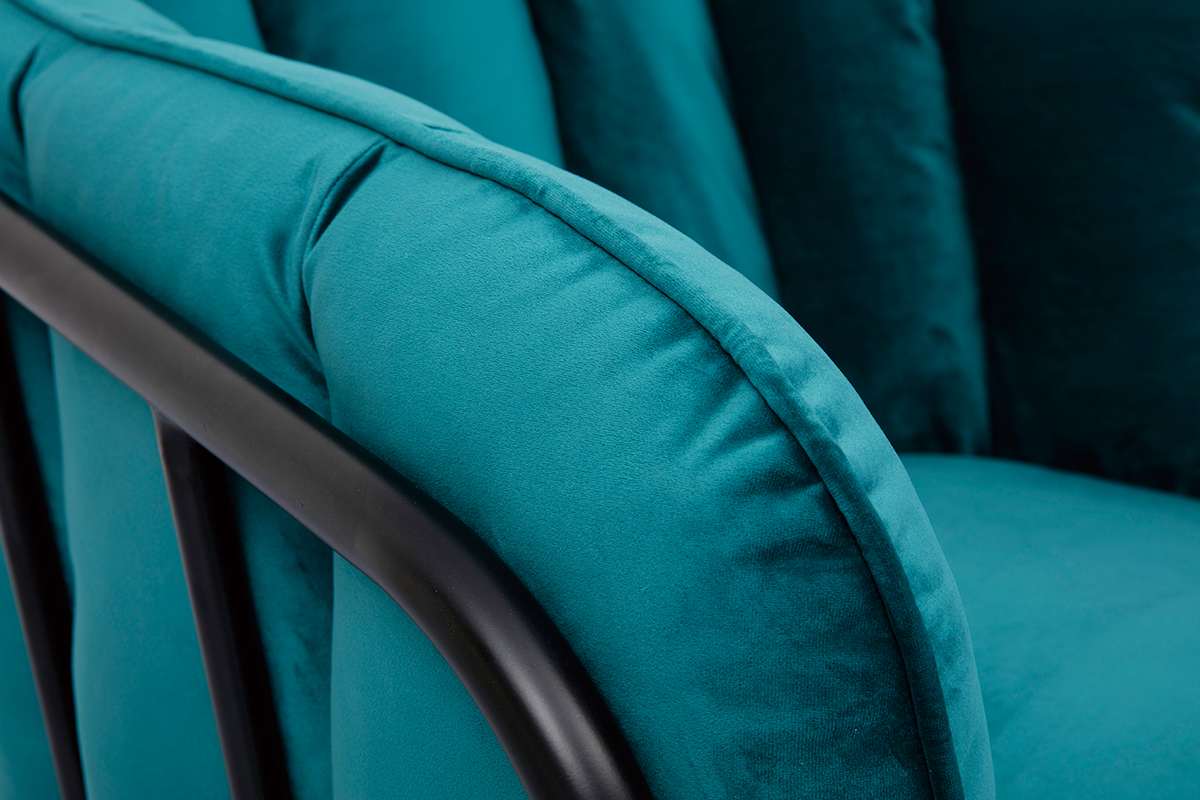 Fauteuil design en velours bleu p�trole MALONE