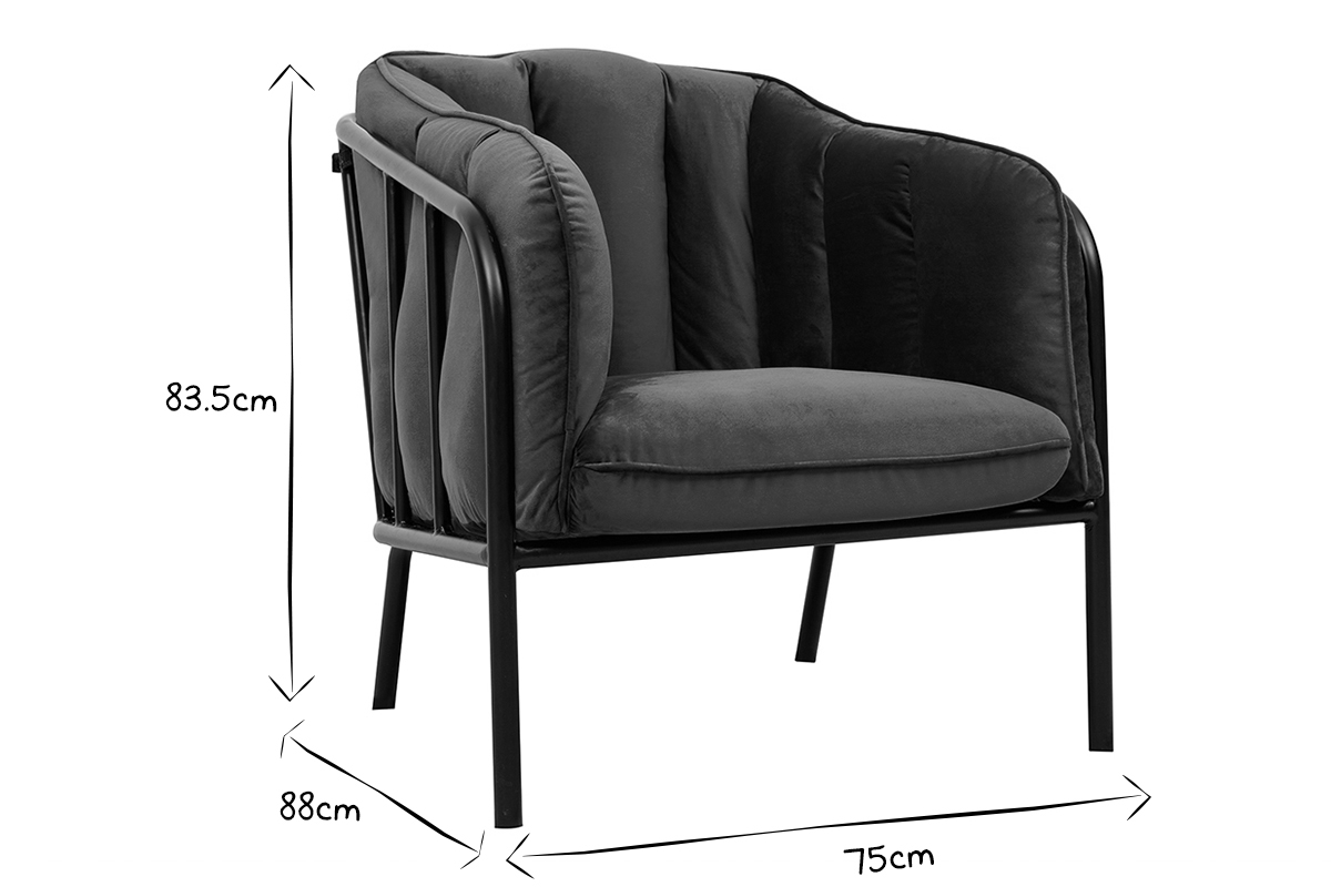 Fauteuil design en velours bleu p�trole MALONE