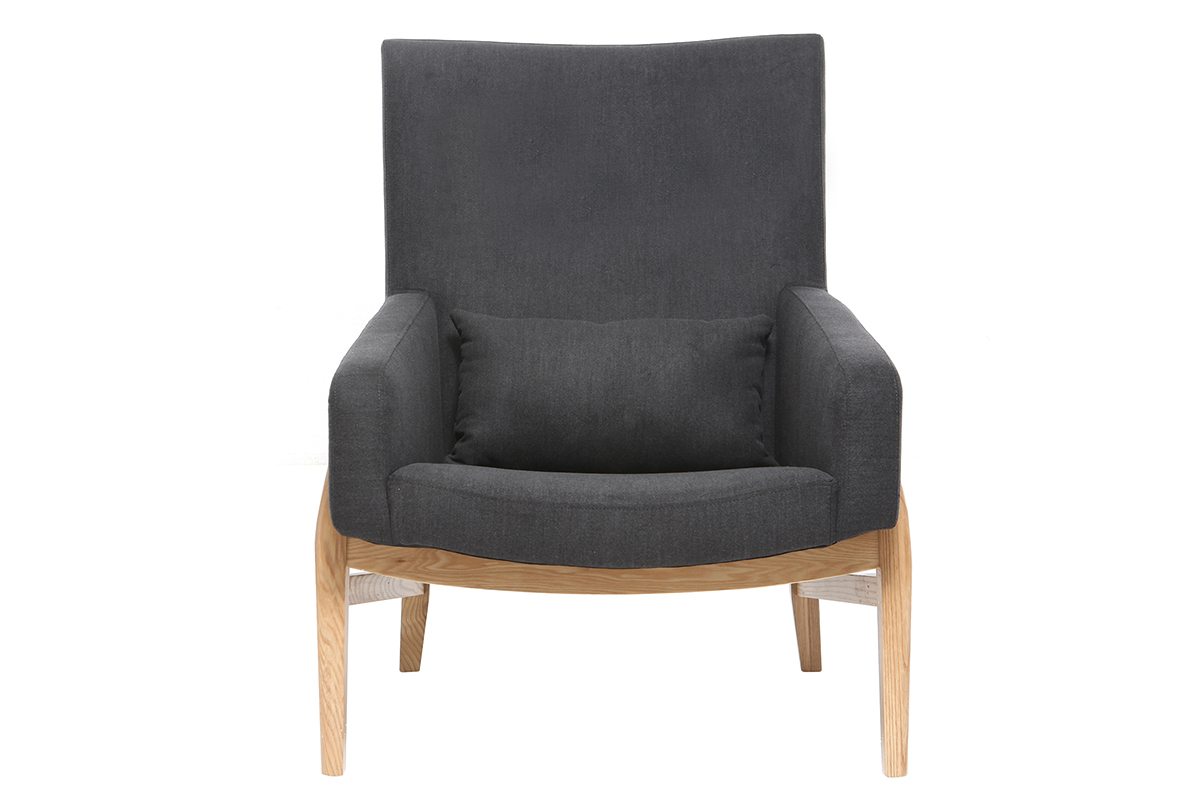 Fauteuil design gris anthracite pieds bois KYOTO